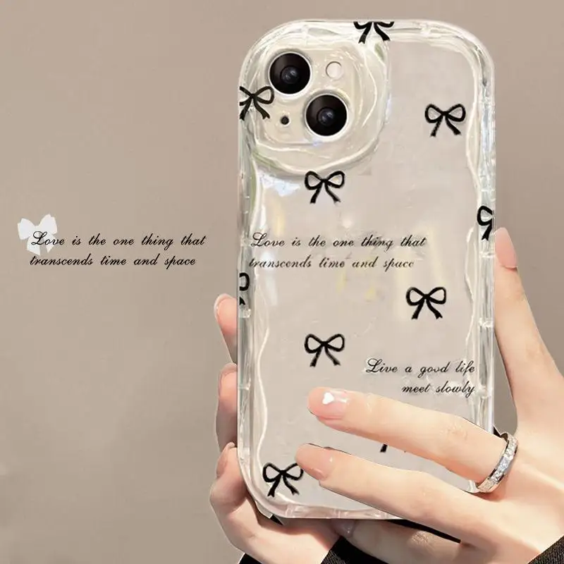 Bow Curly Protective Phone Case Cover