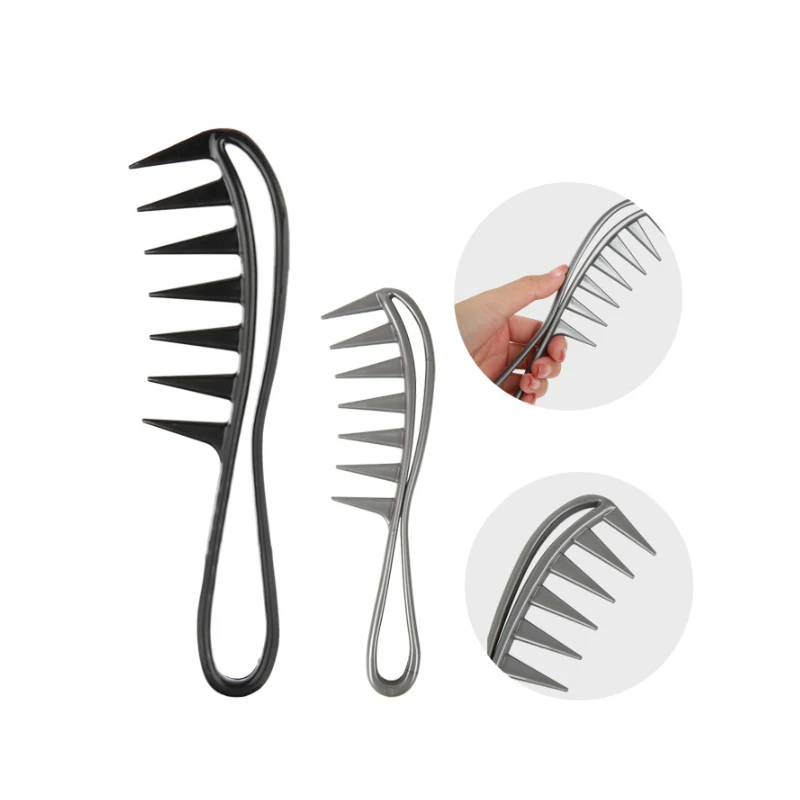 디탱글러 곱슬머리 살롱 미용 곱슬머리용 넓은 빗살 플라스틱 빗 정전기 방지 여..