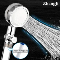 ZhangJi New Propeller Driven Shower Head with Stop Button and Cotton Filter Turbocharged High Pressure Handheld Shower Nozzle 1