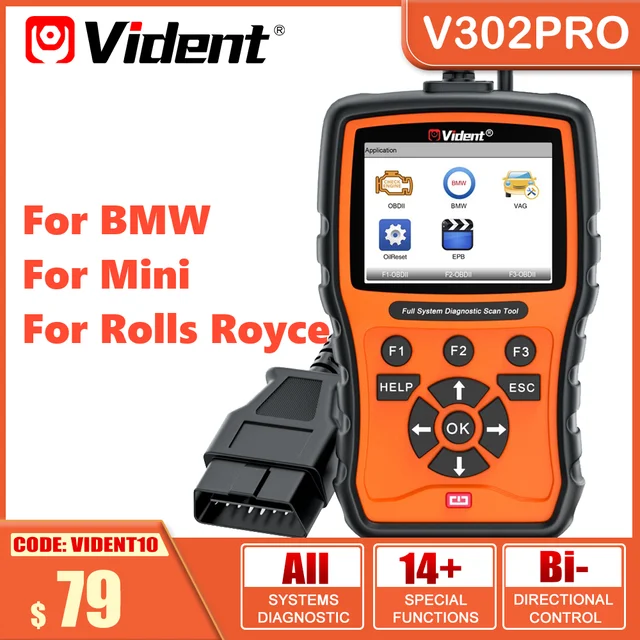 Vident V302Pro Car OBD2 Scanner Full System Diagnostic Fit For BMW