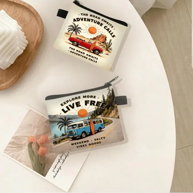 New Retro Car themed Coin Purse Cute Mini Organizer For Kids Portable Key And Card Holder For Girls Card Wallet Cardholder