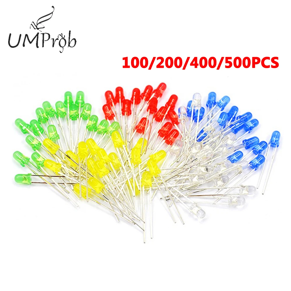 3MM 5MM Led Diodes Red Green Yellow Blue White 3V 5V Light LED Electronic Component 5 Color Mixing Diy Kit 3MM 5MM Led Diodes Red Green Yellow Blue White 3V 5V Light LED Electronic Component 5 Color Mixing Diy Kit
