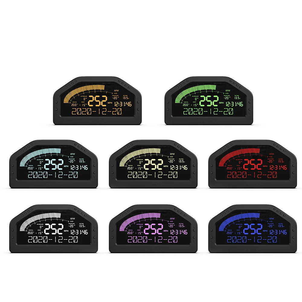 방수 7 색 LCD 디지털 타코미터 게이지 12V 자동차 경주 다기능 대시 보드 랠리 자동차 용 블루투스 호환 (DO922)