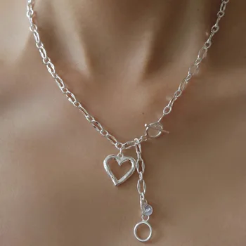 Sterling Silver Love Heart Asymmetry