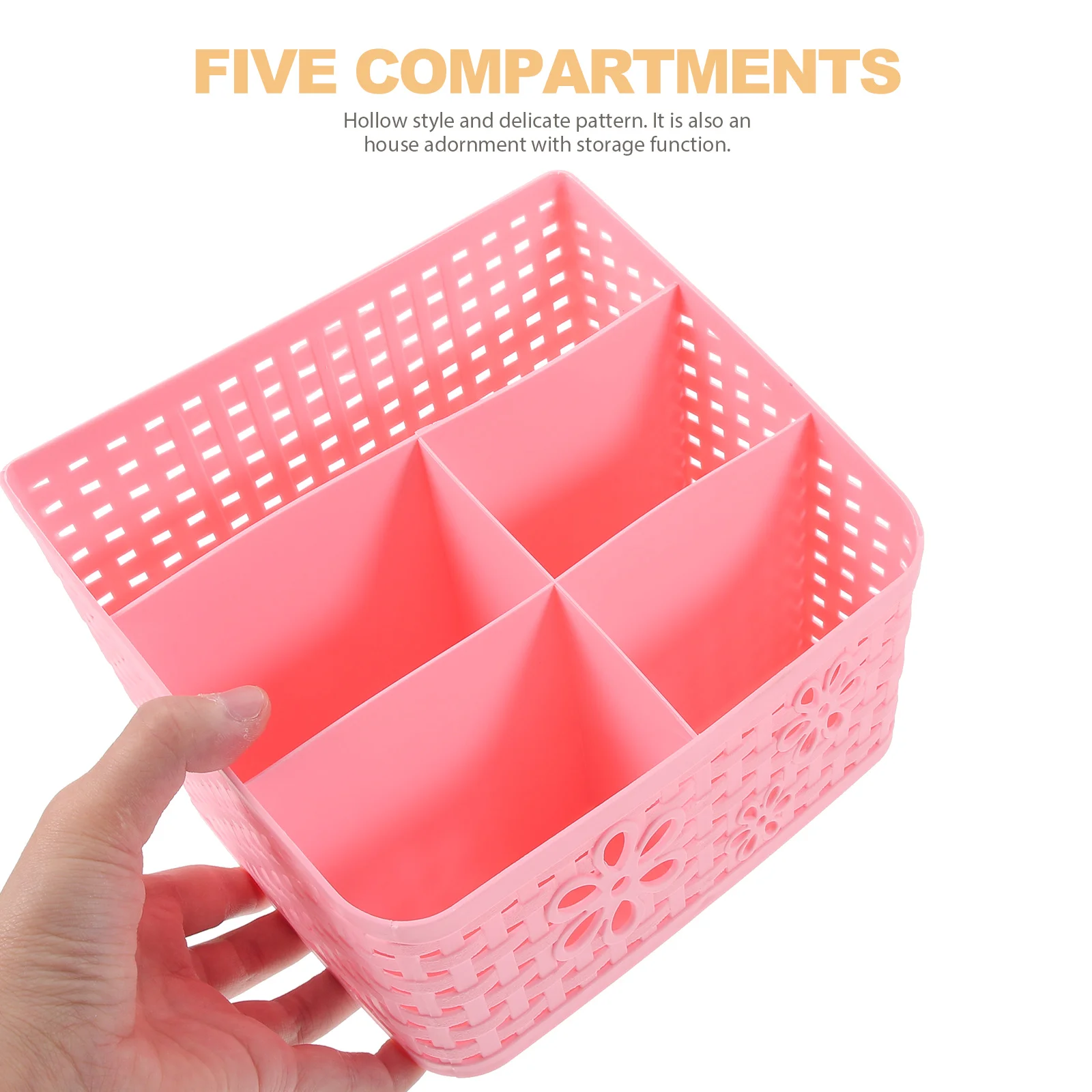 Aufbewahrung sbox große Kapazität Imitation Rattan Körbe Schublade Kunststoff hohle Desktop-Kleinigkeiten Aufbewahrung skorb (rosa)