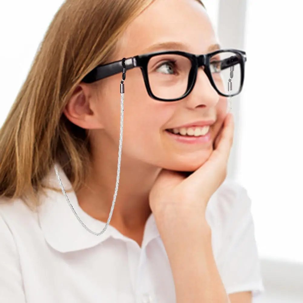 Frau Sonnenbrille Kette PU Twist Leder Seil Kette Mehrfarbige Gläser Brillen Im Freien Nicht-slip Sport Lesen Zubehör C0V2 – Detail 5
