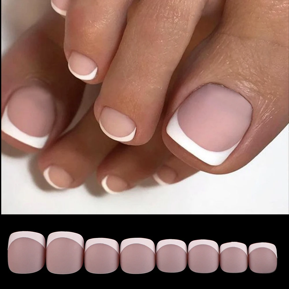 360pcsWhiteFrenchTipsFalseFakeArtificialToeNailsTipsGlossy
