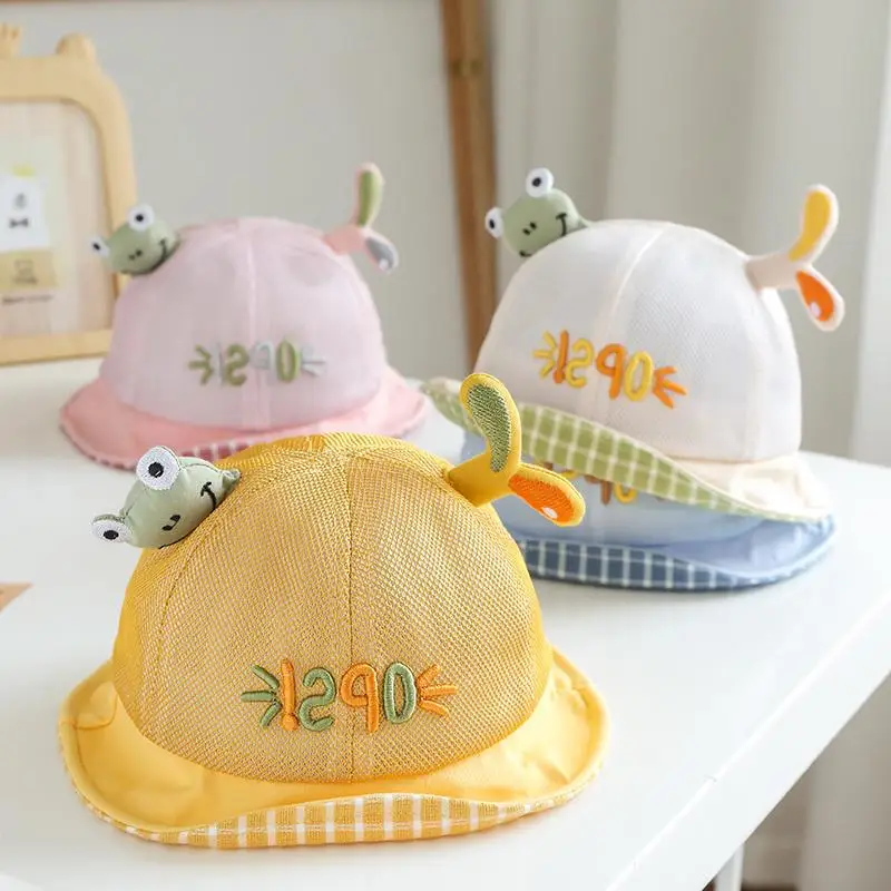Personalisierte Name Atmungsaktive Kappe Benutzerdefinierte Eimer Neugeborenen Baby Sonne Frosch Fischer Panama Hut kinder_voghion.com