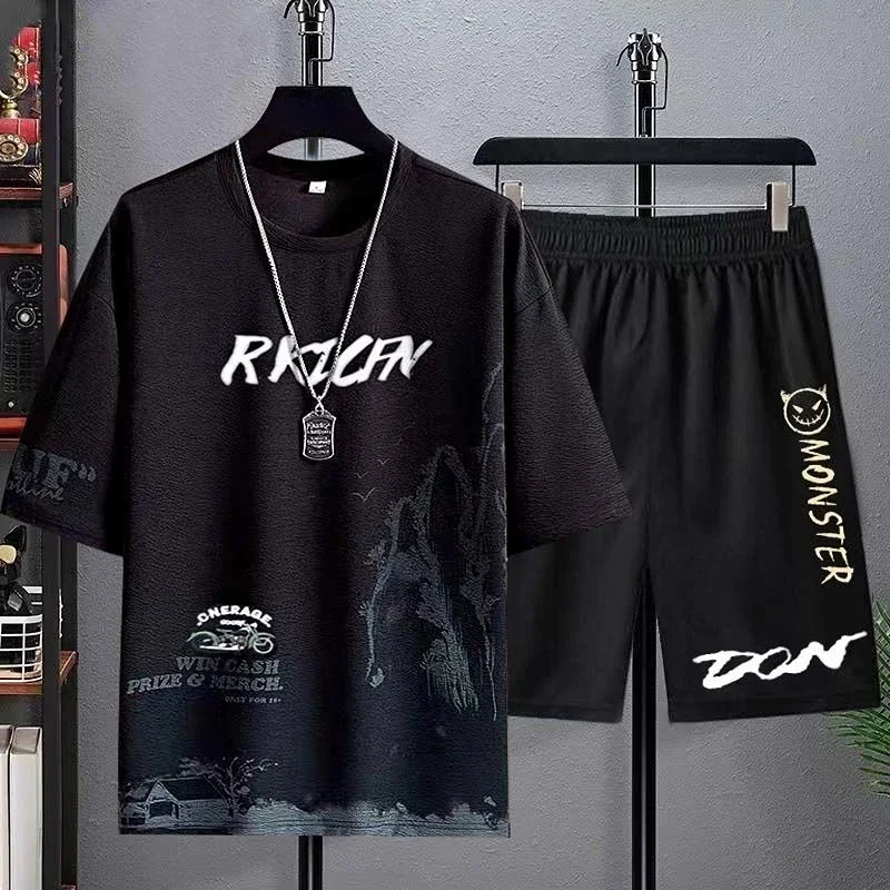 thumbnail image 1 of Ropa para hombres Slim Fit Chic Básica Kpop Casual Cool Grey Pantalones Conjuntos Camiseta masculina Elástica Suelta Alta Calidad 5xl Lujo Xl S Top, 1 of 5