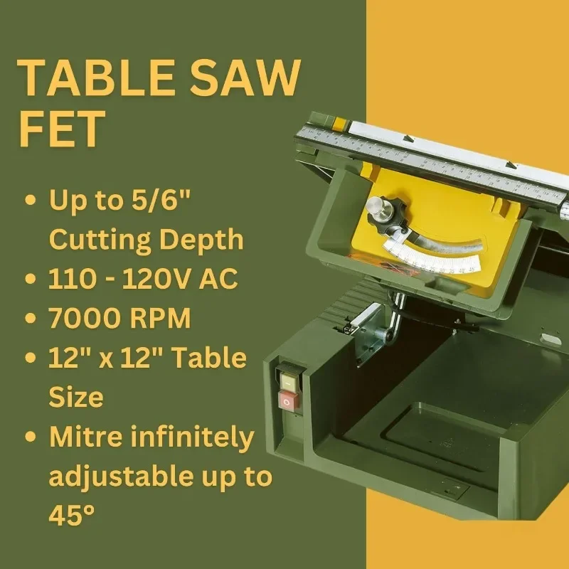 Fast Shipping.home.Table Saw Fet for Precision Cuts - Adjustable Blade, Extendable Table, Low Noise Motor, 110-120V AC - 37070 2