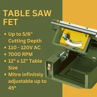 Fast Shipping.home.Table Saw Fet for Precision Cuts - Adjustable Blade, Extendable Table, Low Noise Motor, 110-120V AC - 37070 2
