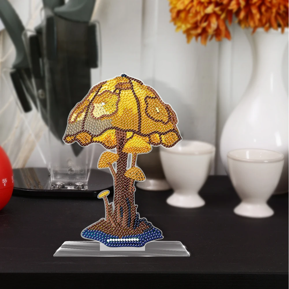 4 PCS Diamond Art Table Decor Mushroom with Lights (Mushroom