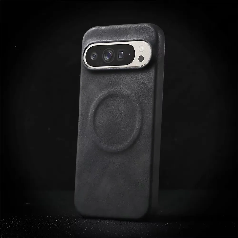 Luxury Sheepskin Leather Magnetic Phone Case - Shockproof Business Matte Hard Solid Cover