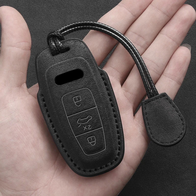 Leather Car Key Case Fob for Audi A6 A4 A5 A7 A8 C8 Q8 8S 8W Q7 B9 4M S5 S4 S7 D5 TT TTS TFSI E-Tron