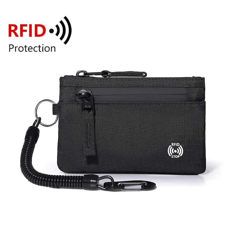 Portefeuille de voyage RFID pour hommes, femmes et jeunes, nouveauté, sac d'argent, porte-monnaie zippé, porte-carte d'identité, poche pour enfants avec chaîne antivol