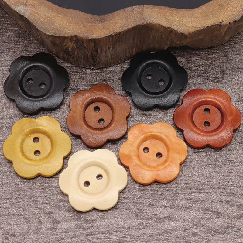 50Pcs DIY 나무 단추 바느질 액세서리 수제 나무 공예 의류 스웨터 장식 2 구멍 나무 빈티지 단추