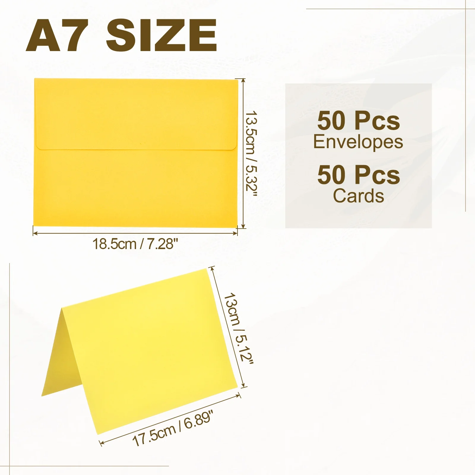 50-Set A7 Self-Seal Envelopes with Folded Cardstock for Invitations and Greeting Cards
