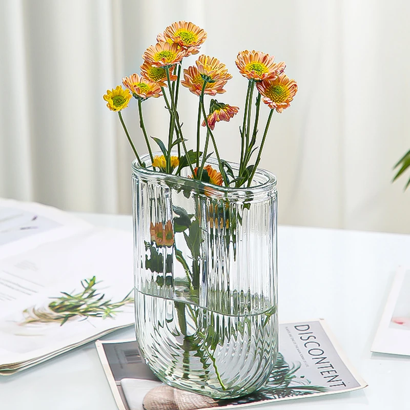 

Transparent Glass Plant Vases Flowers Table Minimalist Kitchen Office Flower Vases Design Living Room Doniczka Home Decoration