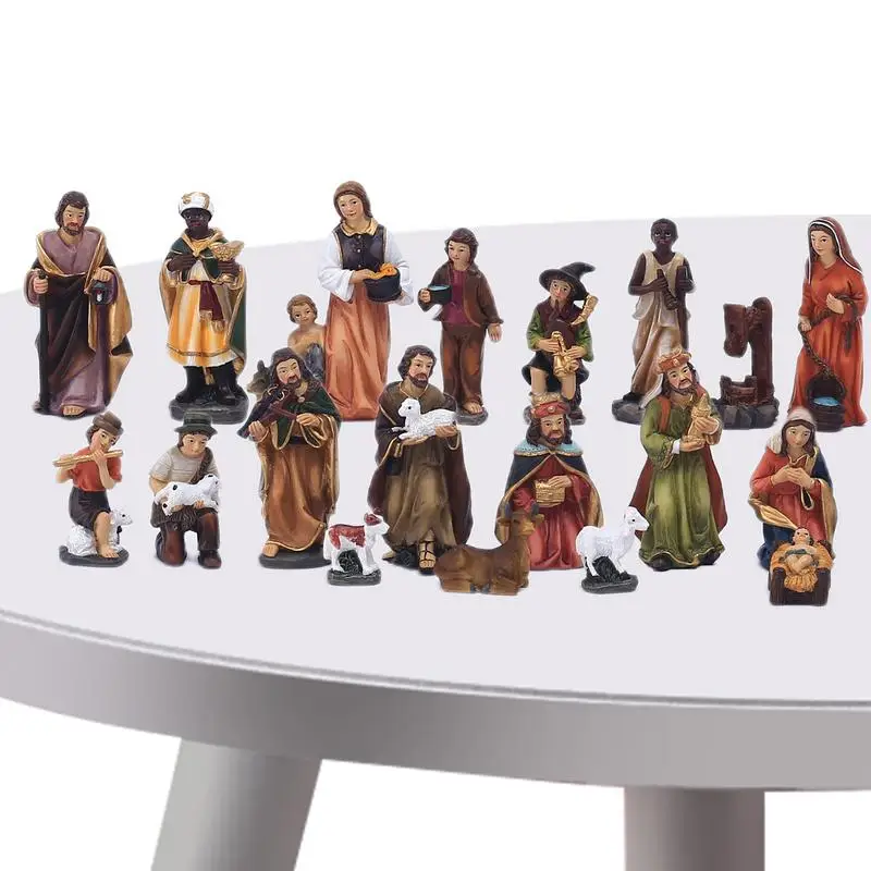 

Штатив для Рождества Христова, 20 предметов, коллекционные фигурки ярких цветов для гостиной