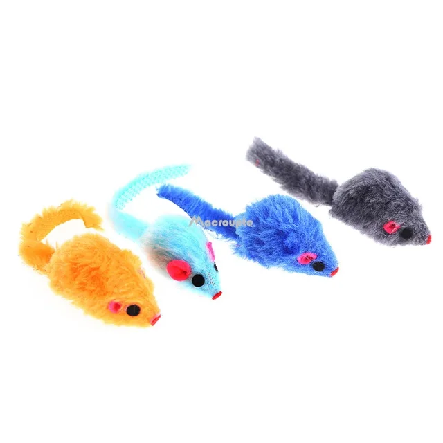 5Pcs Furry Plush Cat Toy Soft Solid Interactive Mice Mouse Toys for Funny Kitten Pet Cats Playing Scratch Training Game Supplies 4