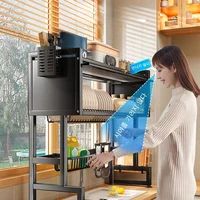 Over The Sink Dish Drying Rack Dust Proof for Kitchen Stainless Steel Drain Shelf Multi Organizer Cabinet Dish Rack Drying 2