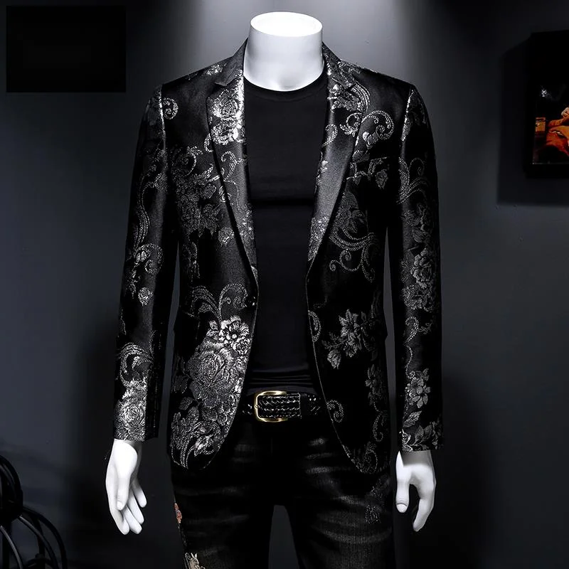 

High Quality Men's Suit Jacket Fashion Printing New Casual Wedding Stage Party Business Tuxedo Casual Suit Flower Coat M-5XL