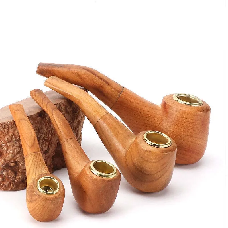 Wooden Smoking Tobacco Pipe Classic Curved Tobacco Filter Pipe Wood Smoking Wooden Gift tobacco pipe