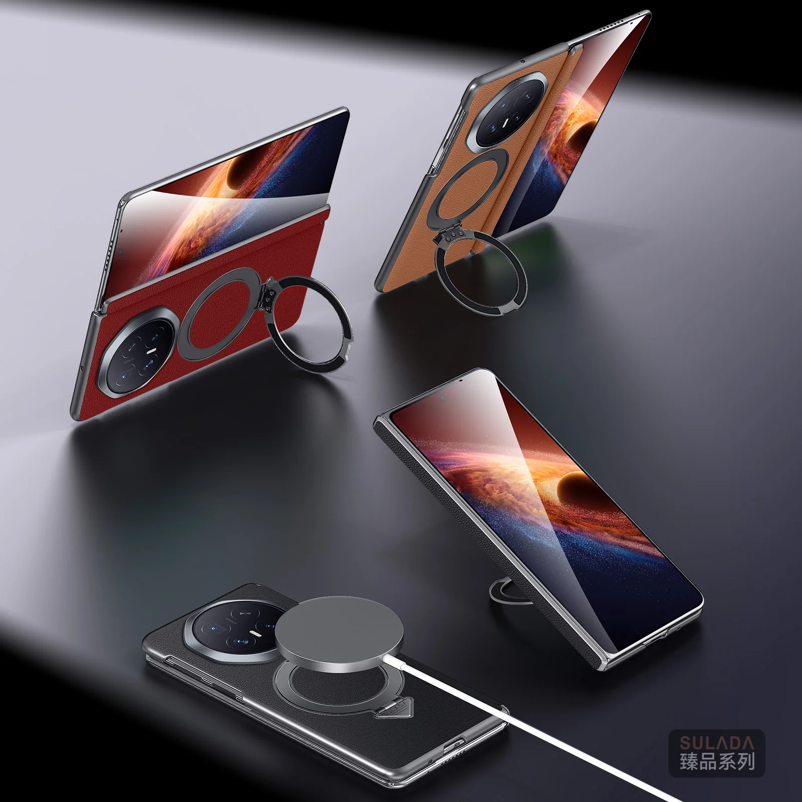 Honor Magic V6 Leather Magnetic Handle MagSafe Case with Hinge Protection by SULADA 10 Honor Magic V6 Leather Magnetic Handle MagSafe Case with Hinge Protection by SULADA 2