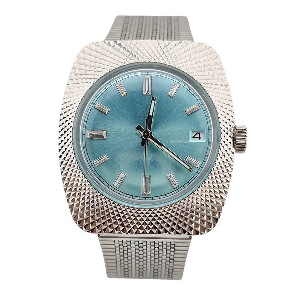 New Men's Watch with Metal Texture 36.5mm Stainless Steel Acrylic Glass Waterproof Case 28.5mm dial fit Automatic Movement