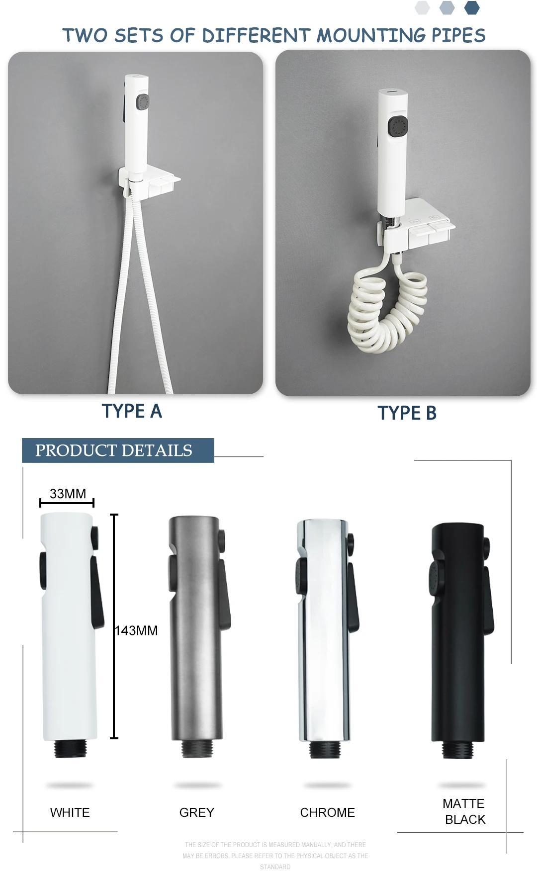 Description Picture 3 of itemBathroom toilet bidet faucet double outlet angle valve shower head ABS dual-function toilet sprayer flushing sanitary shower