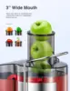 Qcen Juicer Machine, 500W Centrifugal Juicer Extractor with Wide Mouth 3” Feed Chute for Fruit Vegetable, Easy to Clean, Red 2