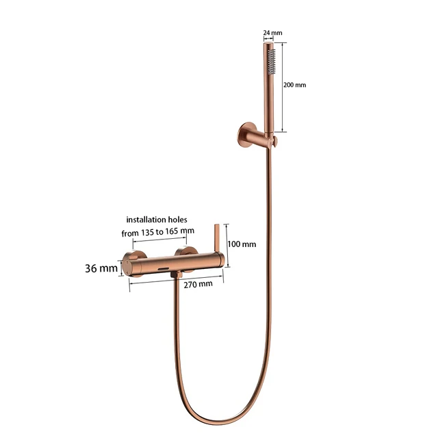 ชุดฝักบัวอาบน้ำแบบมือถือพร้อมก๊อกน้ำตกสำหรับอ่างอาบน้ำในห้องน้ำ, สีโรสบรัช, สีกันเมทัล, สีโรสโกลด์บรัช, สีโครเมียม, สีดำด้าน 6