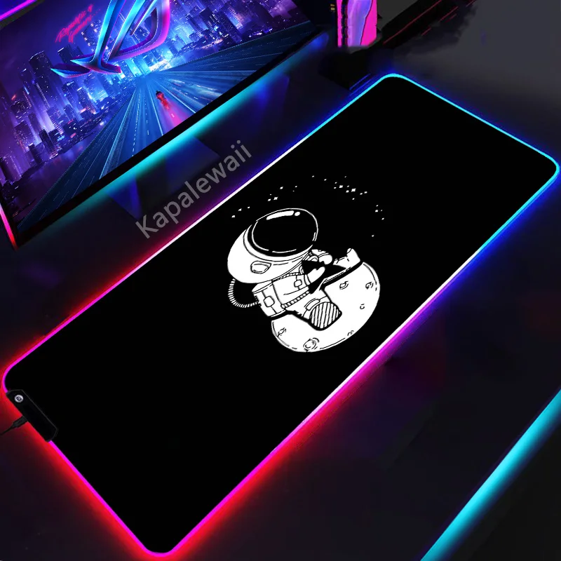 

RGB Astronaut Large Mouse Pad LED Gaming Mousepad Locking Edge Mouse Mat Gamer Mousemat Game Speed Accessories Keyboard Pads XXL