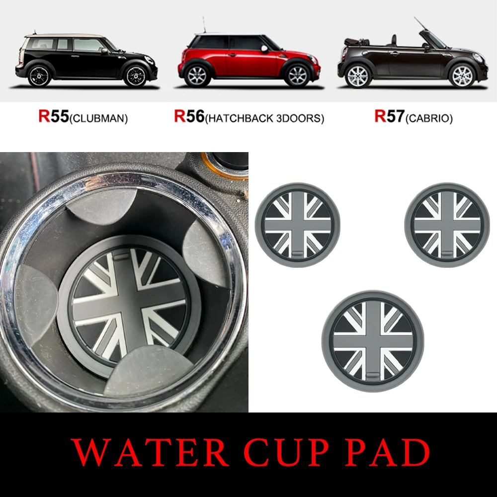 Gray Jack Car Cup Pad Groove Coaster Auto Non-slip Mat Pad For Mini One/Cooper S/SD JCW R56 R57 R55 Clubman Auto Accessories