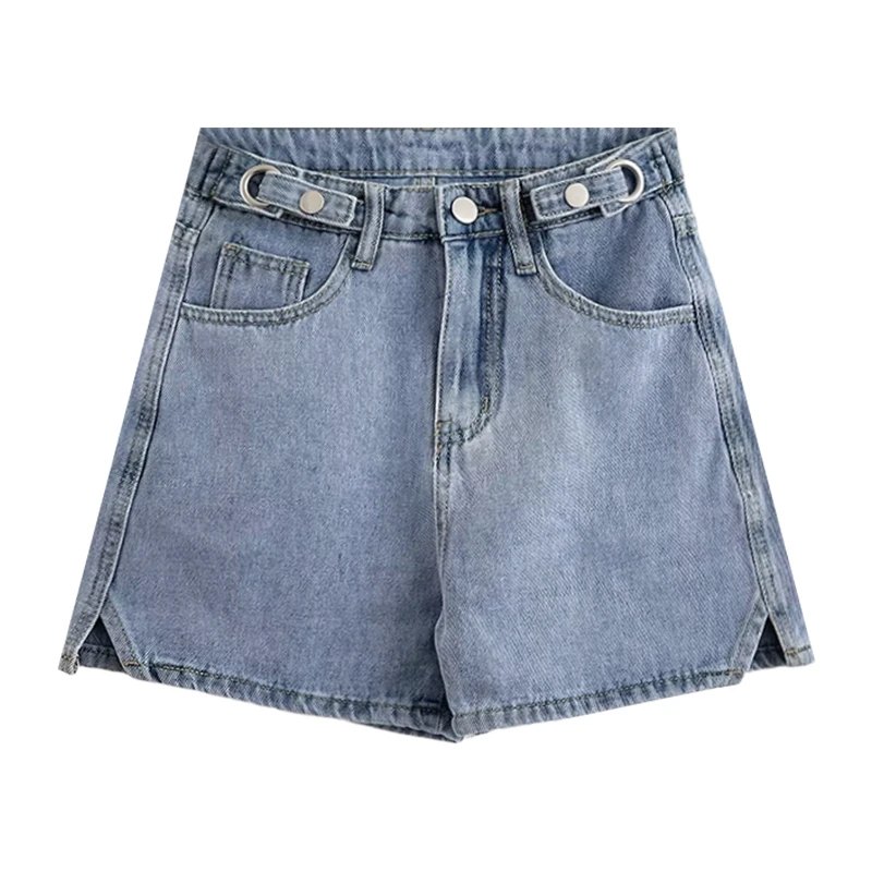 

Retro Adjustable High Waist Wide-Leg Denim Shorts