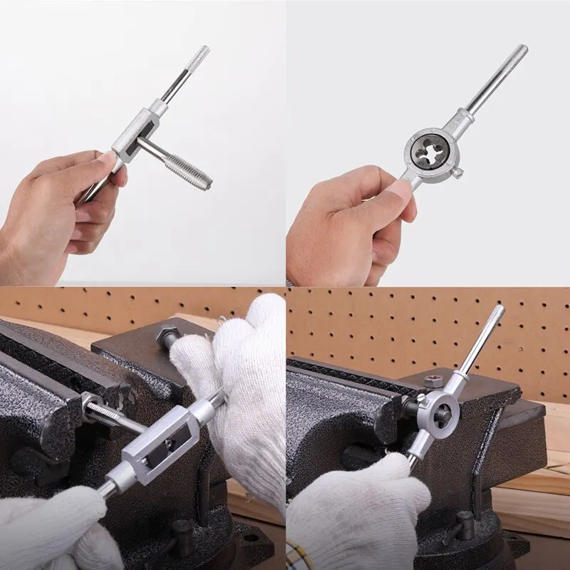 Tap and Die Set 8PCS/12PCS Multi-Spec Round Metric Wrench Cutting M3 M12 Die Holder Booster Rod Stranded Kit Engineer