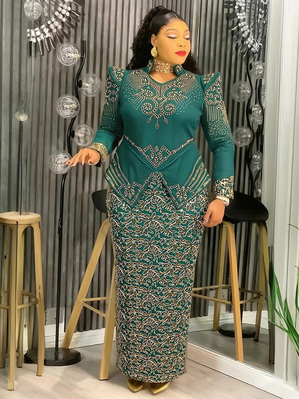 Robes africaines de luxe pour femmes, élégantes, manches longues, Maxi, Ankara Dashiki, tenues de soirée de mariage, grande taille 1