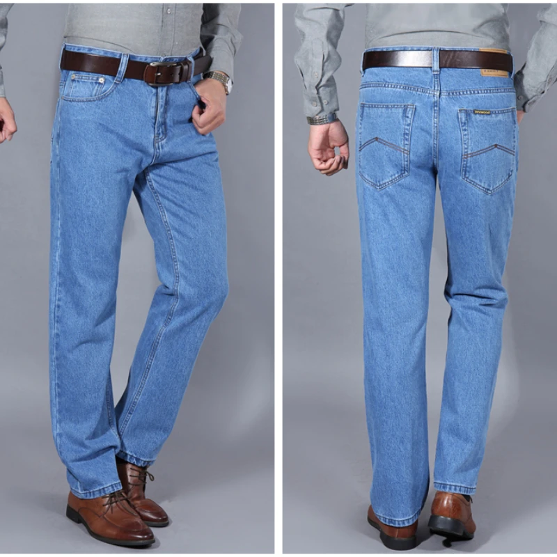 

Cotton Business Casual Men's Jeans Stretch Spring/Summer 2023 High Waist Deep Crotch Straight Jeans kurze hosen herren jeans