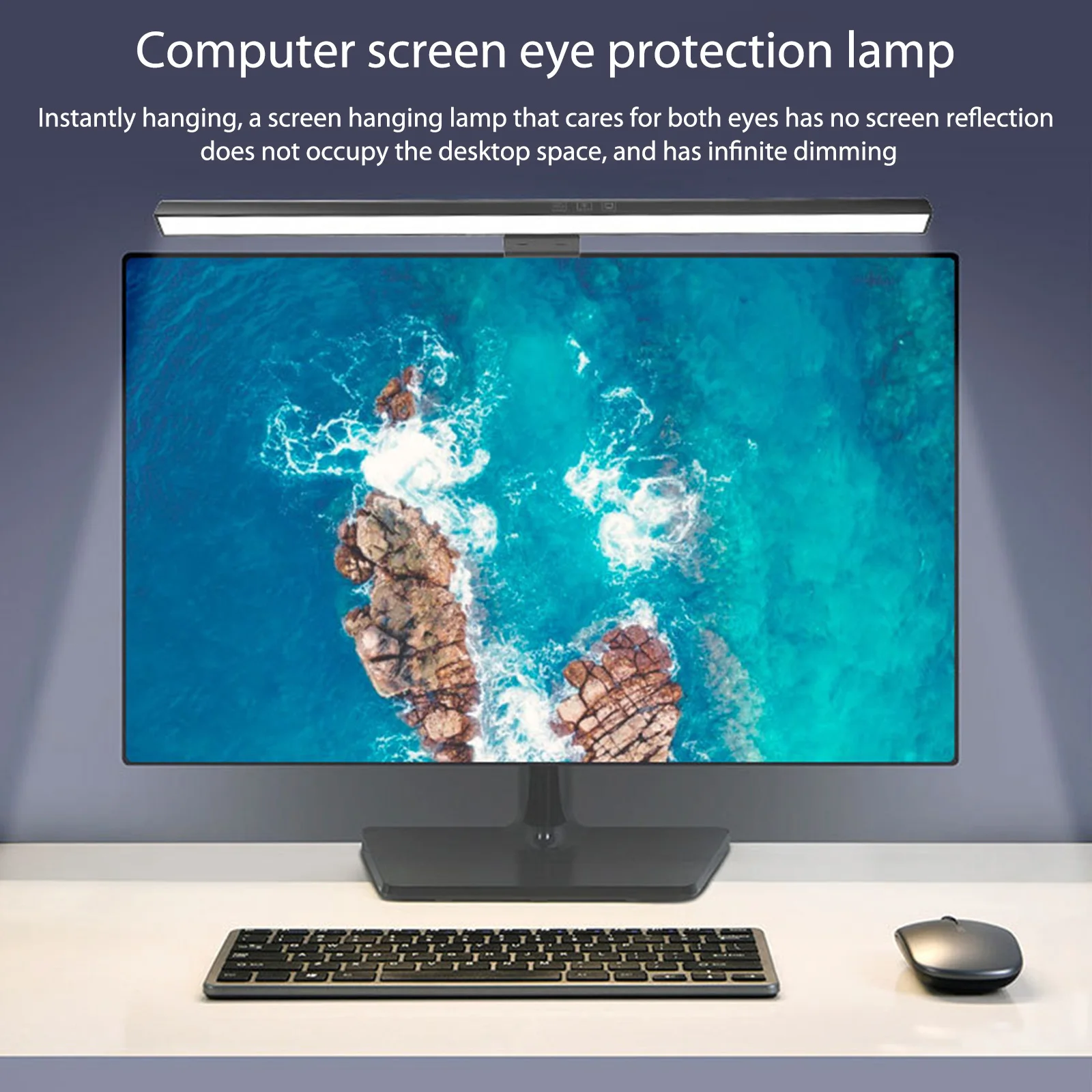 Dimming Reading Monitor Lamp Touch Control USB Lamp Bar Space Saving Eye Protection No Screen Glare Home Office for Study Laptop 4