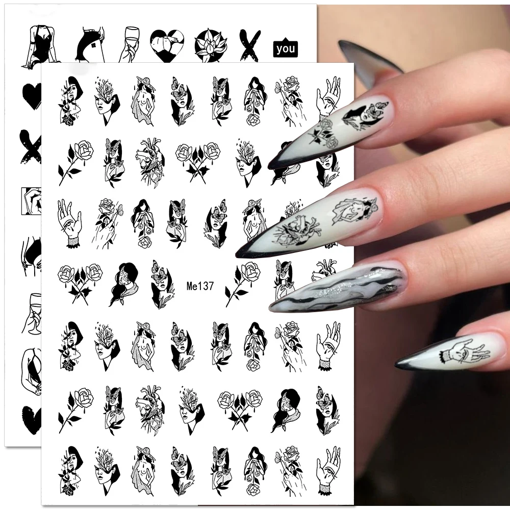 1pcs Sexy Girl Abstract Woman Face Design 3d Nail Stickers Character  Pattern Decals Manicure Nail Art Decoration Decals Slider - Stickers &  Decals - AliExpress