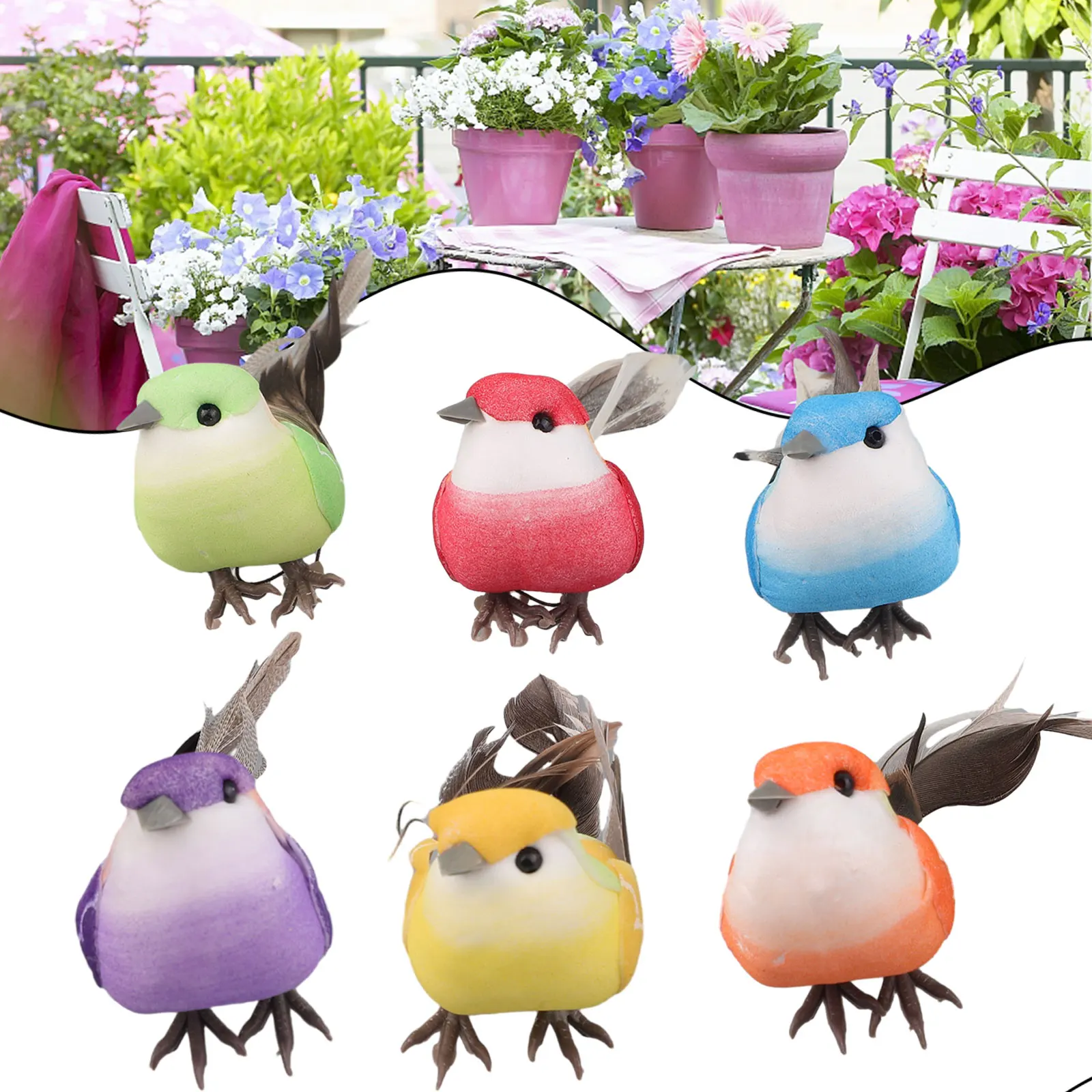 

6 Pcs Artificial Birds Fake Foam Animal Simulation Feather Birds Models DIY Wedding Home Garden Decoration Ornament