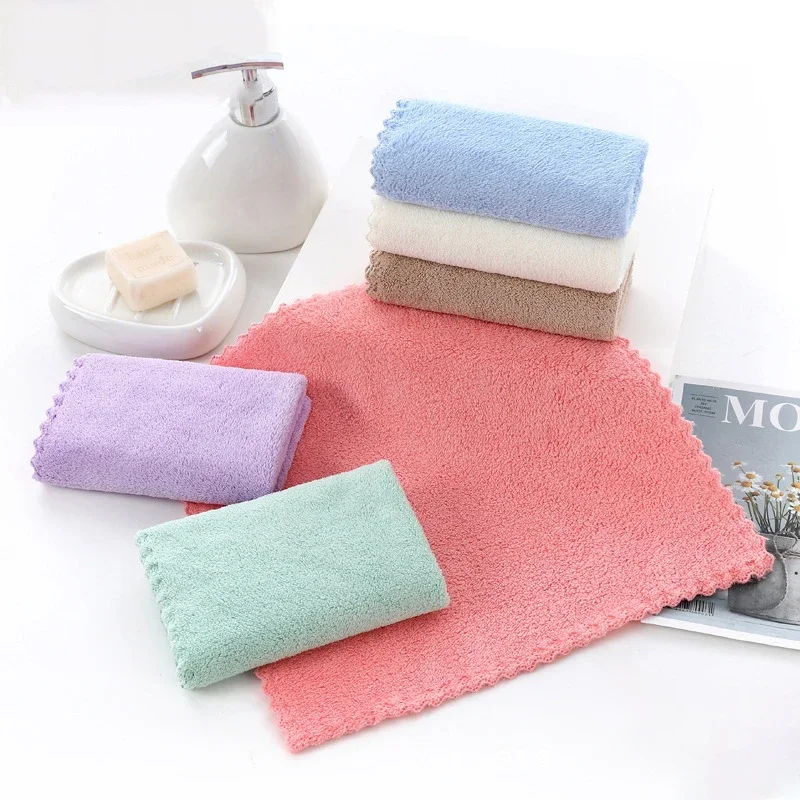 10Pcs Coral Velvet Quick Drying Microfiber Towels Cleaning Wipes Face Towels Square Washcloth Soft Absorbent Towel