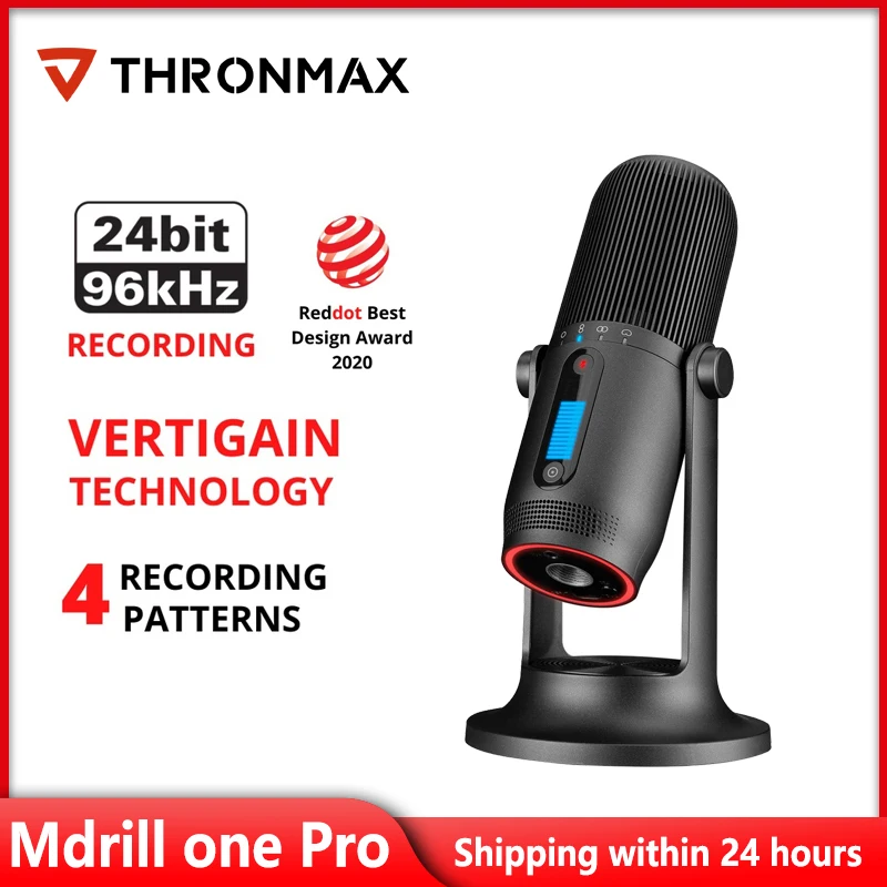 THRONMAX M2P MDRILL One Pro USB 콘덴서 마이크 (데스크 스탠드 포함) 24bit 96kHz-제트 블랙/슬레이트 그레이