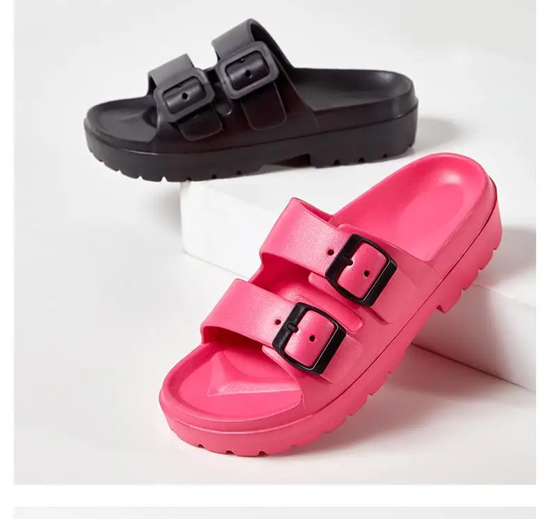 Comwarm Neue frauen Plattform Sommer Hausschuhe Mode EVA Dicken Sohlen Strand Schuhe Mit Doppel Schnalle Casual Haus Frauen Sandalen – Detail 4