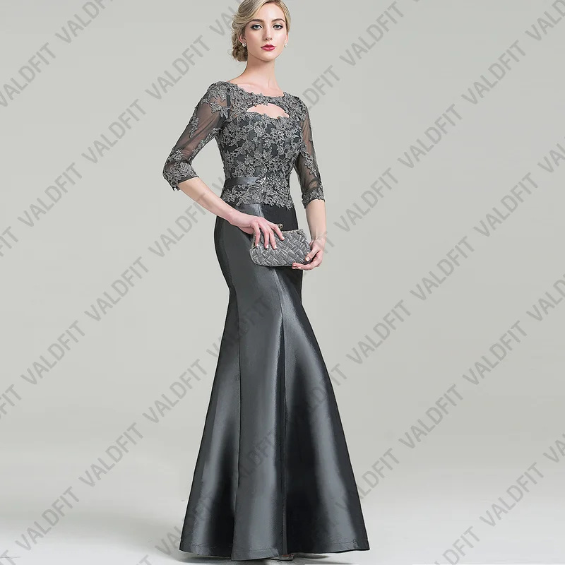 Long Mermaid Grey Satin Mother of the Bride Dresses for Weddings Party Dress vestidos para madre de novia