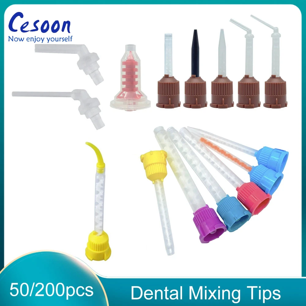 

50/200pcs Dental Mixing Tips Impression Materials Nozzles Disposable Silicone Rubber Mixing Tube Denture Laboratory Color Tubes