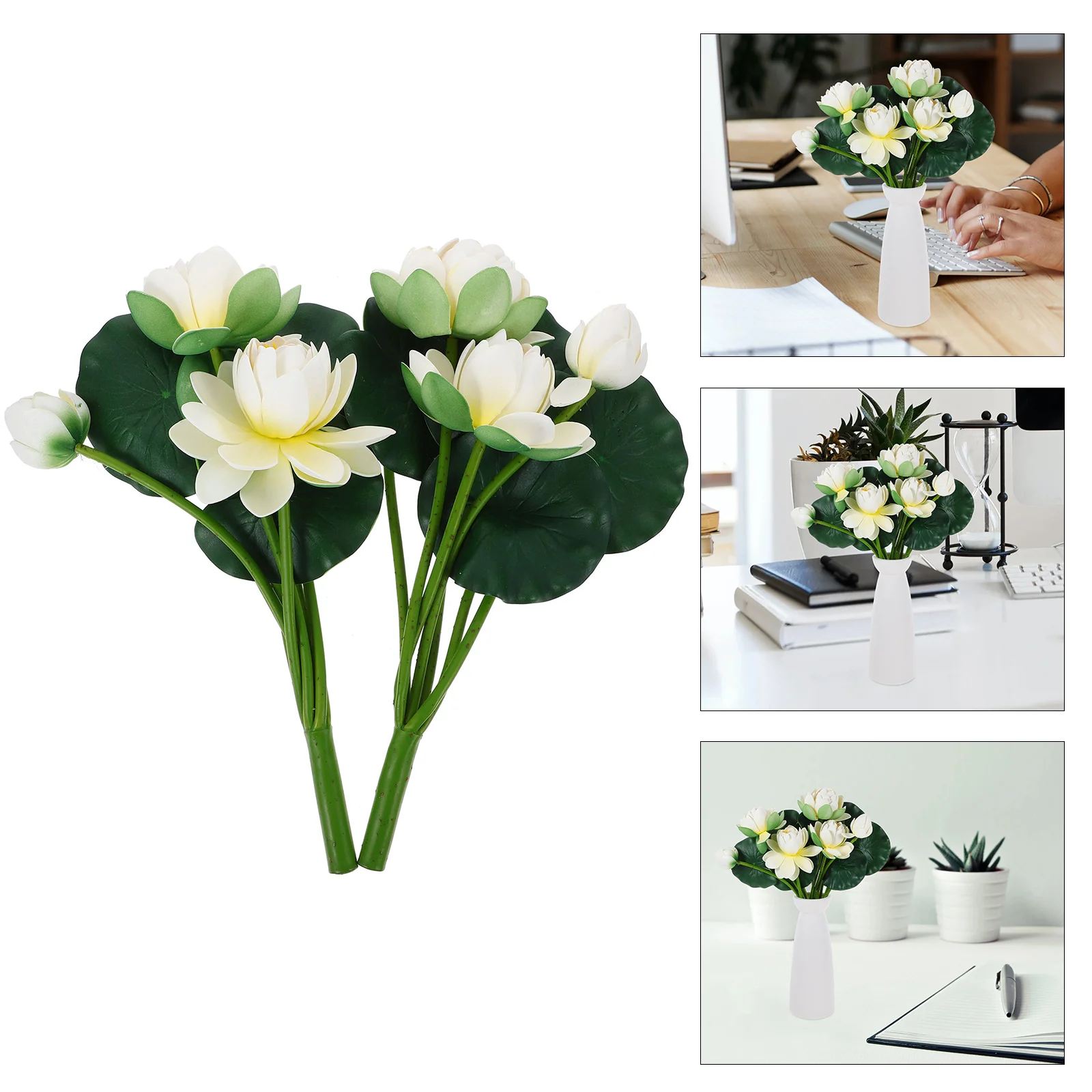 

2 Pcs Simulation Lotus Decoration Plastic Greenery for Craft Wedding Flower Artificial