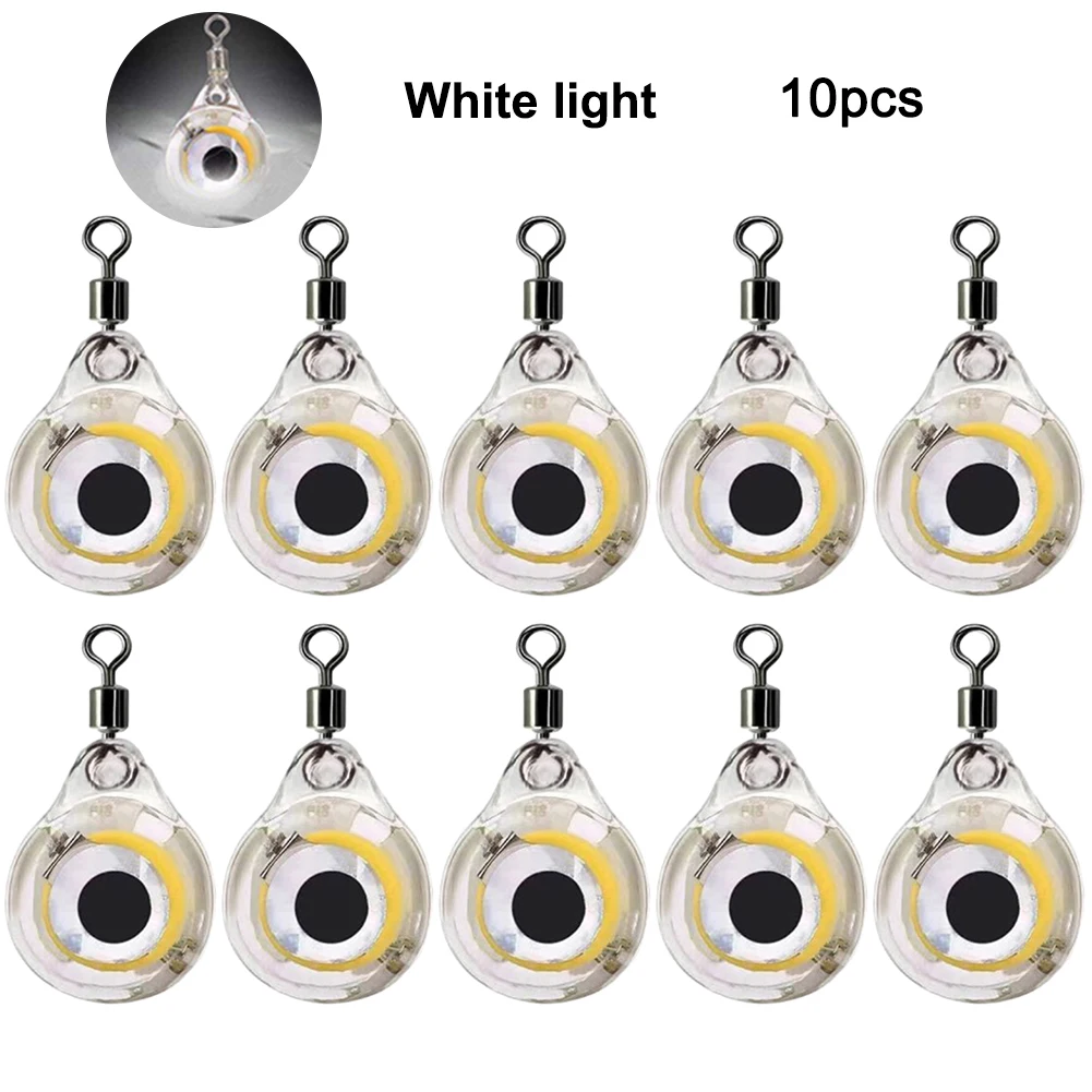 10-100Pcs Mini Fishing Lure Light  LED Attracting Fish Light Eye Shape Fishing Squid Fishing Bait Luminous Lure Underwater