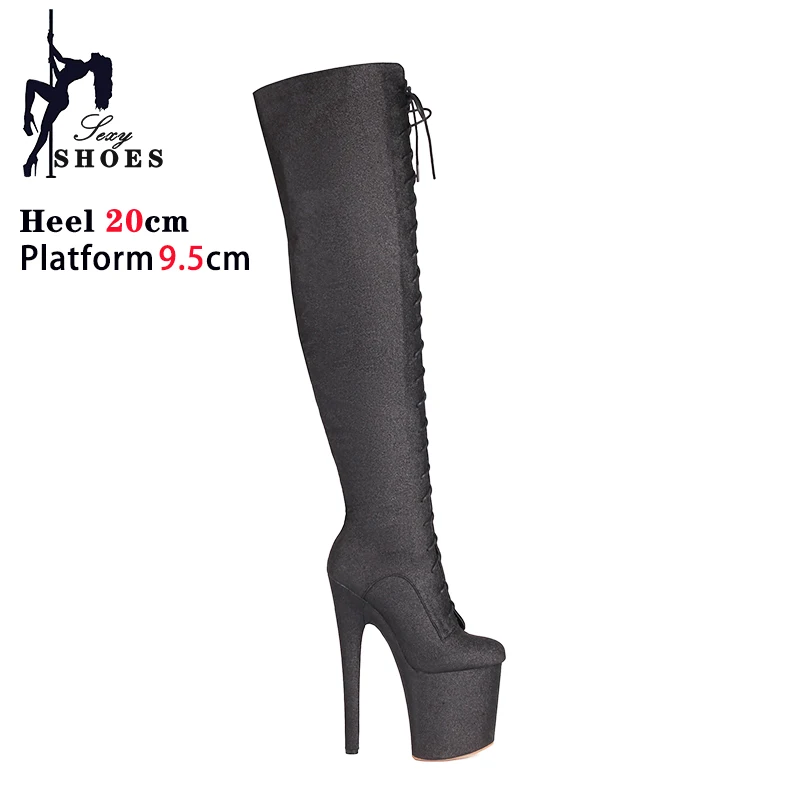 Women Long Boots Sexy Thigh High Fashion Cross Dressing Shoes Autumn Winter New Lace-up High Heels Over The Knee Boots Plus Size