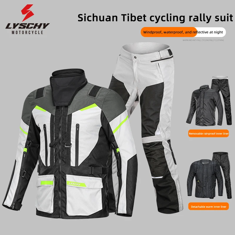 LYSCHY 오토바이 재킷 겨울용 따뜻한 방수 모터크로스 재킷 바지 야외 여행 스포츠웨어 방수 오프로드 랠리 재킷